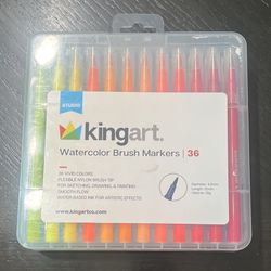 Kingart Watercolor Brush Markers 36 Set ( 4 missing)