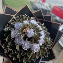 Diy Ribbon Roses Bouquet