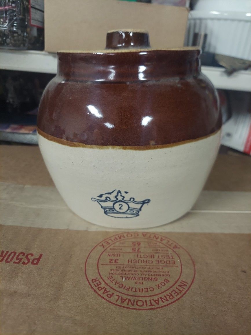 Vintage Brown/white No. 2 Bean Pot Crock