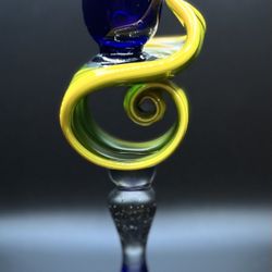 Art glass hand blown candle holder.