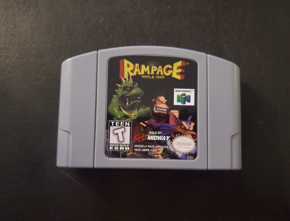 Rampage World Tour Video Game Cartridge Nintendo 64 N64