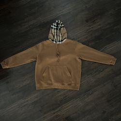 Burberry Check Hood Hoodie, Brown, Size: XL