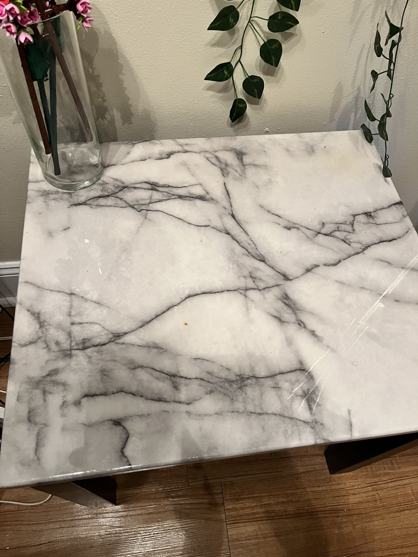 2 Marble Stained End Side Tables
