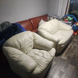 Off White Leather Sofa And Love Seat