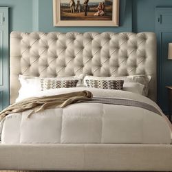 Complete Queen Size Tufted Bed With Box spring And Mattress 