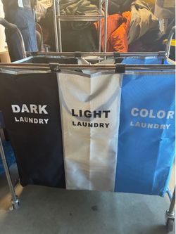 Rolling Laundry Hamper With 3 Sections