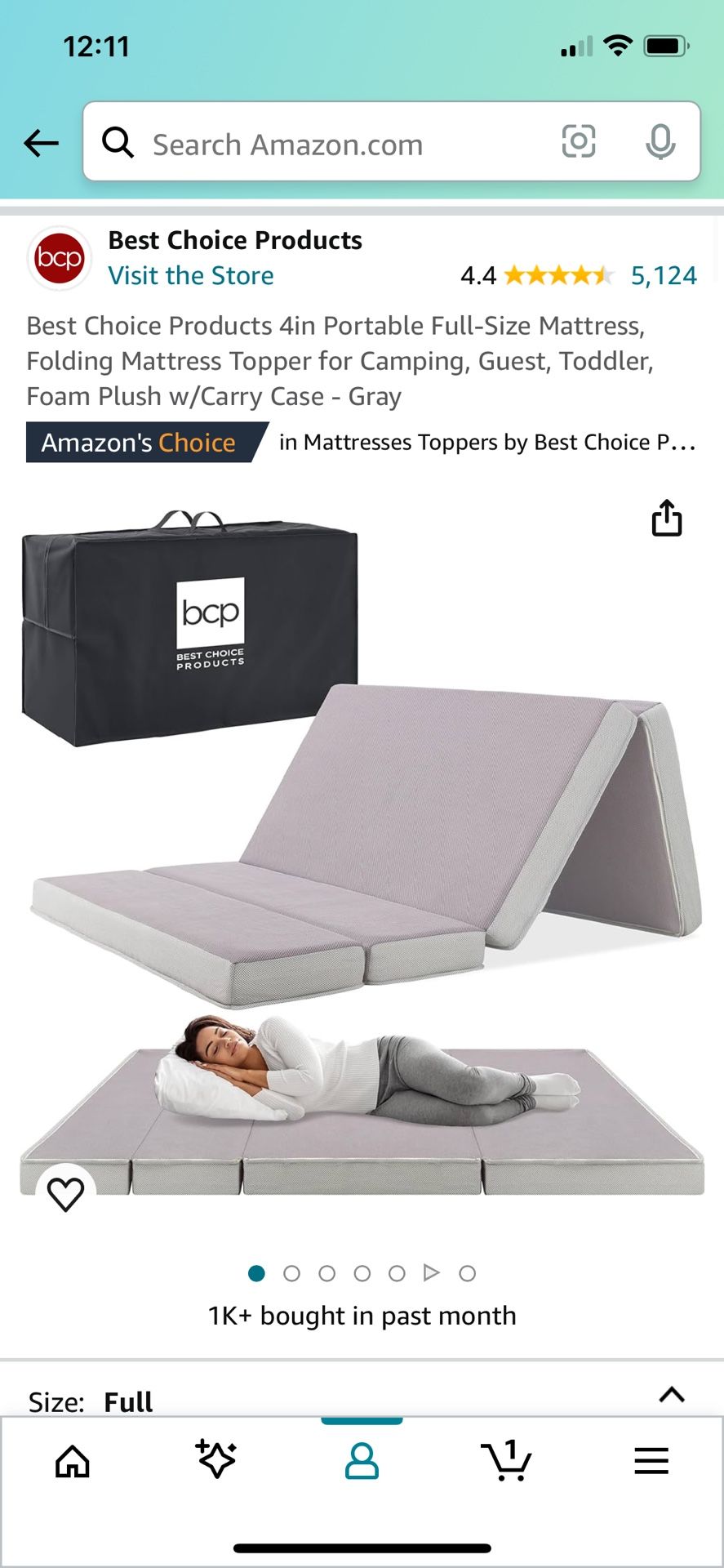 Foldable Mattress Pad 4” Gray Color $90