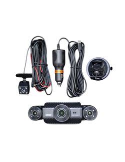 360° Dash Cam Front And Rear Inside 4 Channel 3" IPS Dash Cam Front And Real Inside Left Right, 4*1080P 30fps 8 IR Night Vision, Loop Recording