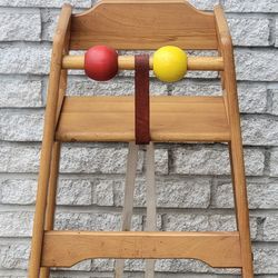 Vintage STEPHAN GIP. Wood Wooden Children's High Chair 1970s