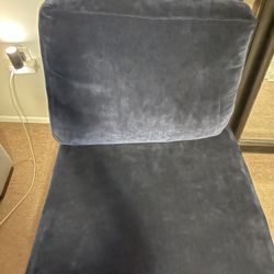 Navy Blue /Beige Armless Sofa Chair 