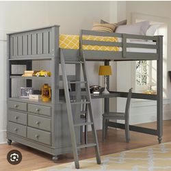Crate And Barrel Loft Bunk full Built In Desk, Dresser