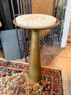 Marble top gold accent table 20 tall 9 1/2 wide