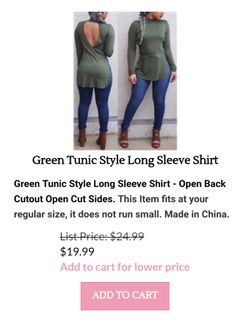 Green tunic top available in s m l xl