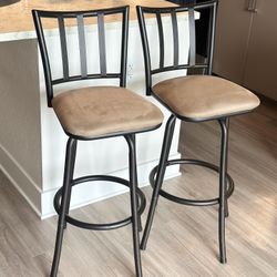 Set of 2 Robinson Adjustable Counter Height Barstool Dark Bronze - Holli Furniture: Swivel Seat, Metal Frame, Footrest