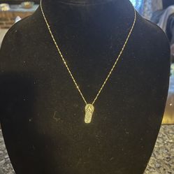 Blue Crystal Silver Toned Sandal Necklace 16 Inches 