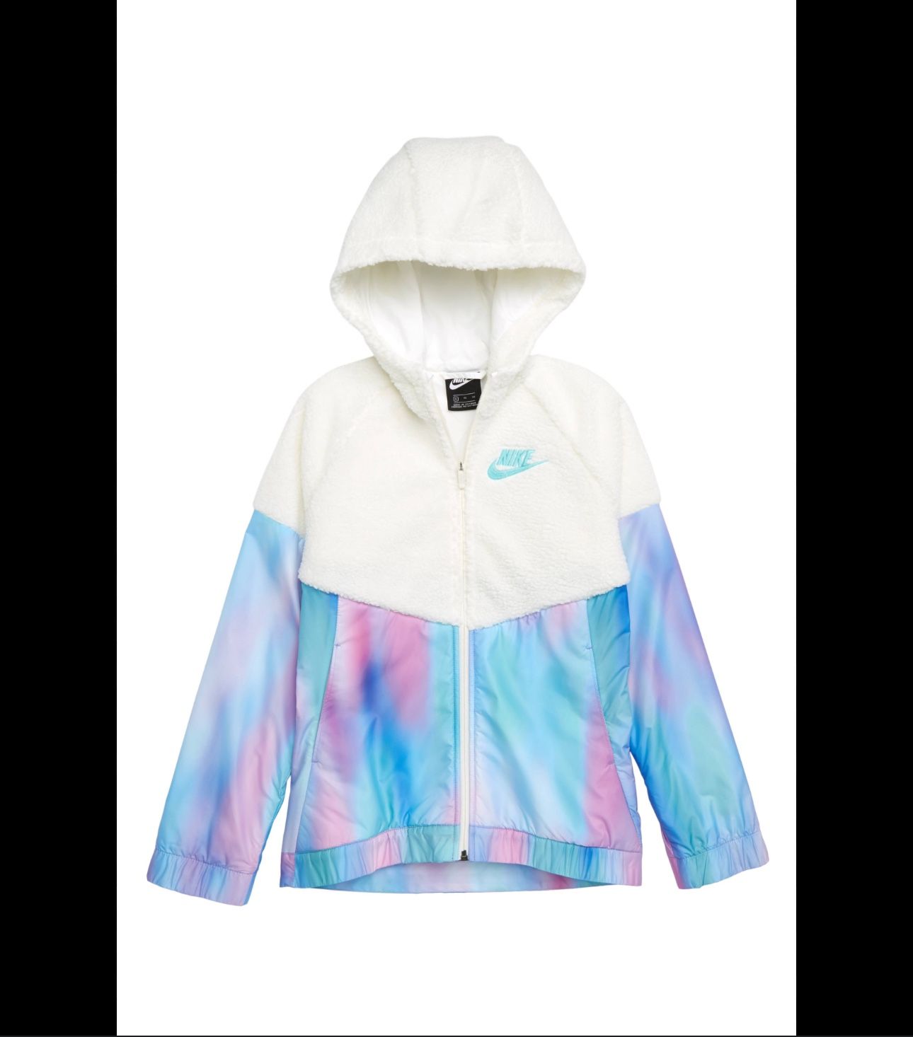 Nike Sportswear Girls' Sherpa Unicorn Windrunner Hooded Jacket White Large