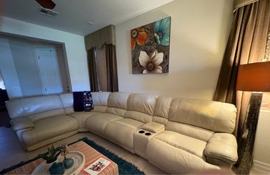 Large modular cream Sectional Recliner Sofa