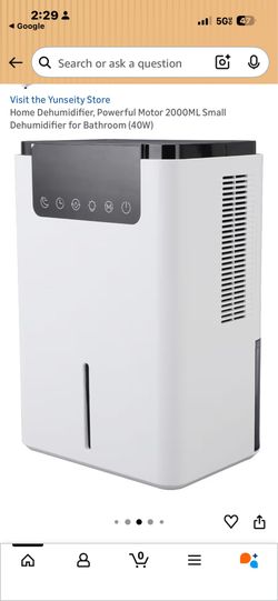 Home Dehumidifier, Powerful Motor 2000ML Small Dehumidifier for Bathroom (40W)