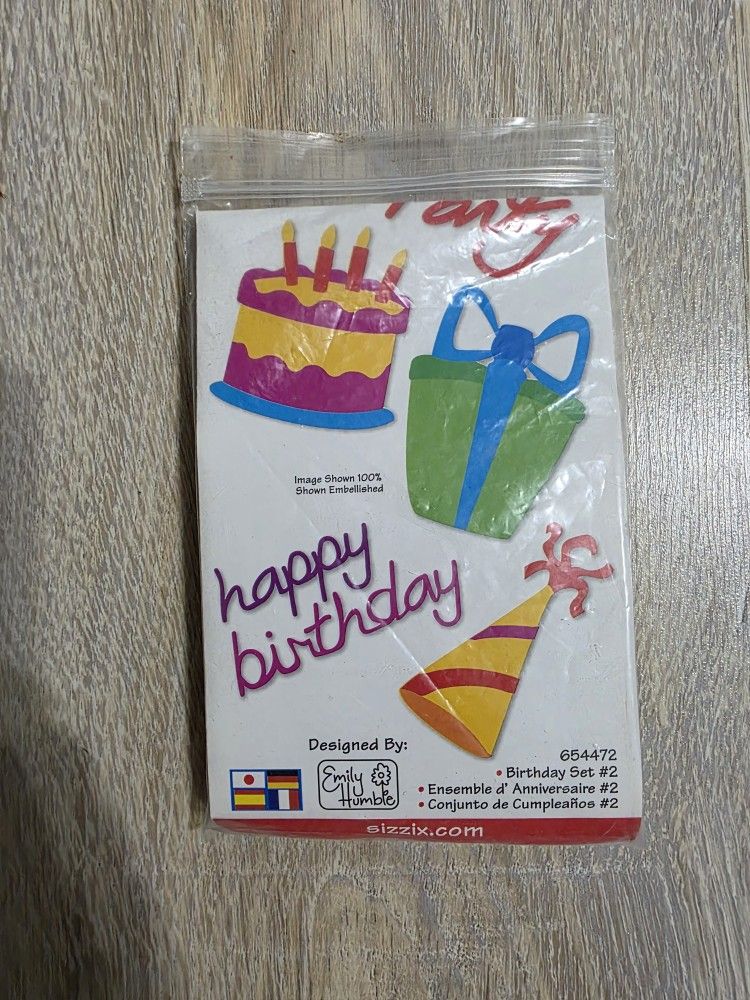 Sizzix Sizzlits Happy Birthday Set #2 654472 Die Set Designed by Emily Humble