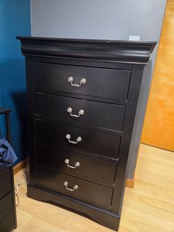 5 drawer stand up dresser (Wood/Black)