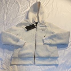 Harley Davidson Womens White Fleece Zip Up Hoodie Sz M