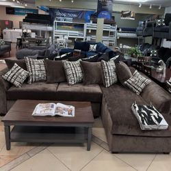 Brand New Elegant Brown Sectional Set 