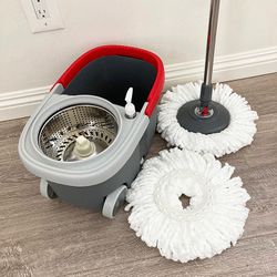 (Brand New) $25 Spin Mop Bucket Floor Cleaning System With Wheels Include 2 Microfiber Replacement Head