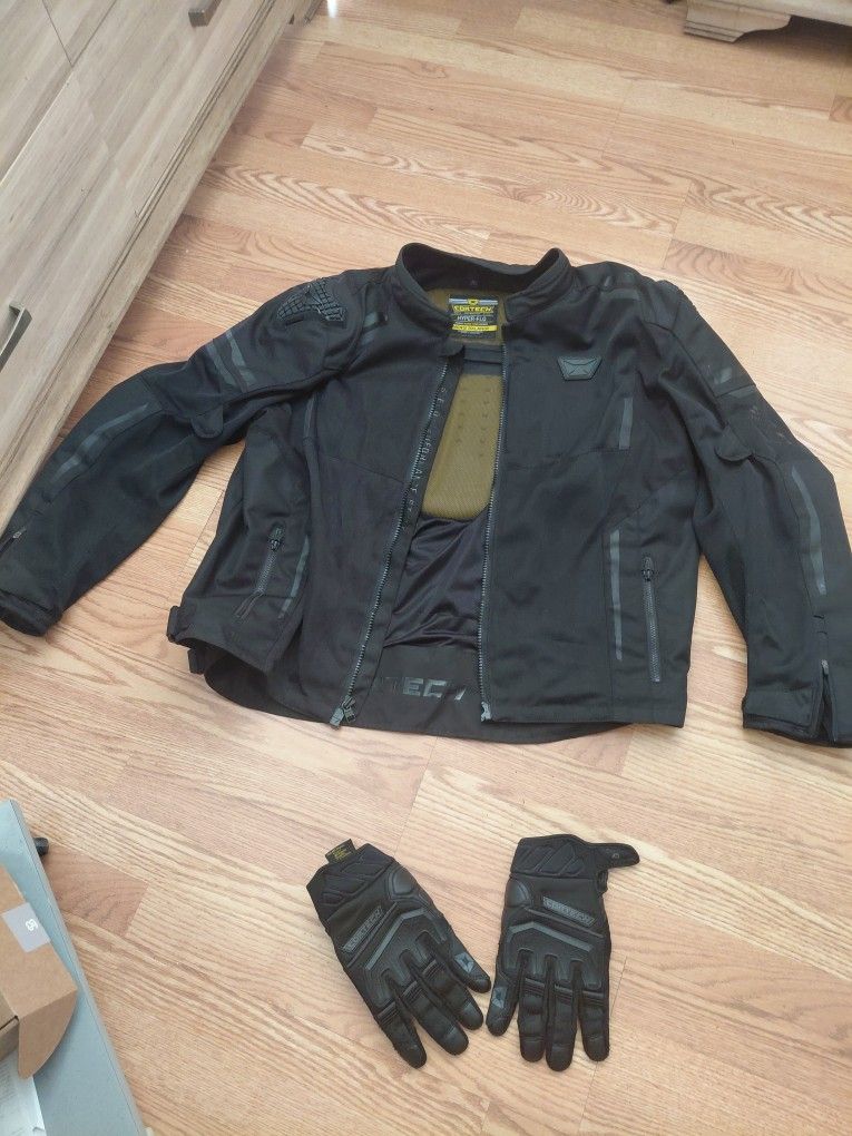 Motorcycle Jacket,, And Motorcycle Gloves