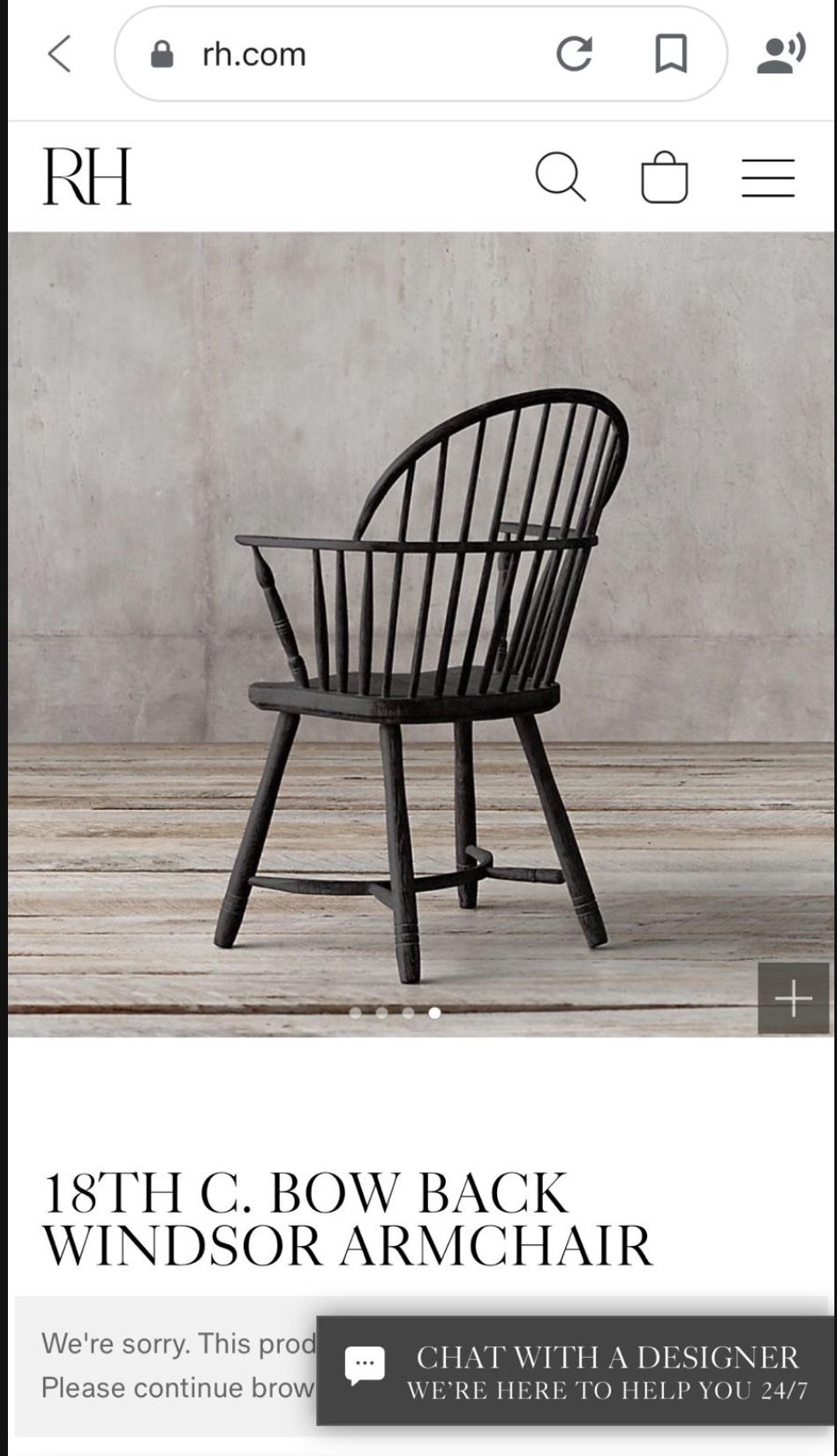 RH WINDSOR ARMCHAIR 4ea