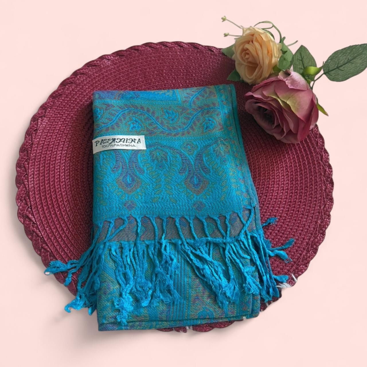 New | Aqua Multicolor Pashmina Shawl