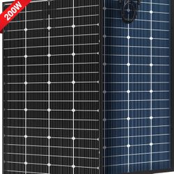 JJN Bifacial 200 Watt Solar Panel, 16BB N-Type 200W 12V 25% High Efficiency 200W Solar Panel