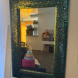 Large Mosaic Wall Mirror – Solid Wood Frame