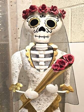 Day of the Dead Metal Art Sculpture Statue Art Bride 3ft Tall