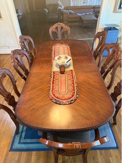 Vintage/Antique Dark Brown Wood Dining Set