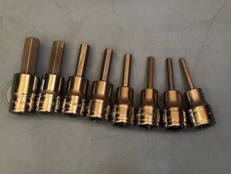 Snap-on Tools 8 pc 3/8" Drive SAE Standard Hex Bit Socket Set (1/8-3/8")