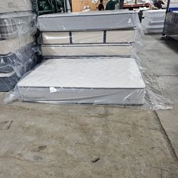 New mattress, boxprings & metal frame. All sizes available, excellent quality low prices, twin mattress at $99. Hablamos Español.