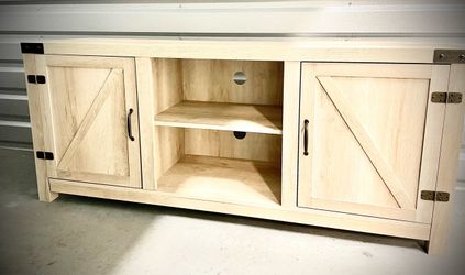 Farmhouse TV Stand with Barn Door Cabinets