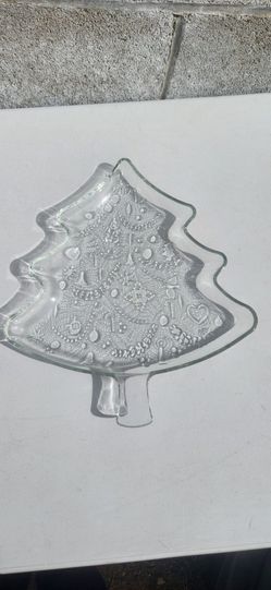 Glass Christmas Tree Serving Dish