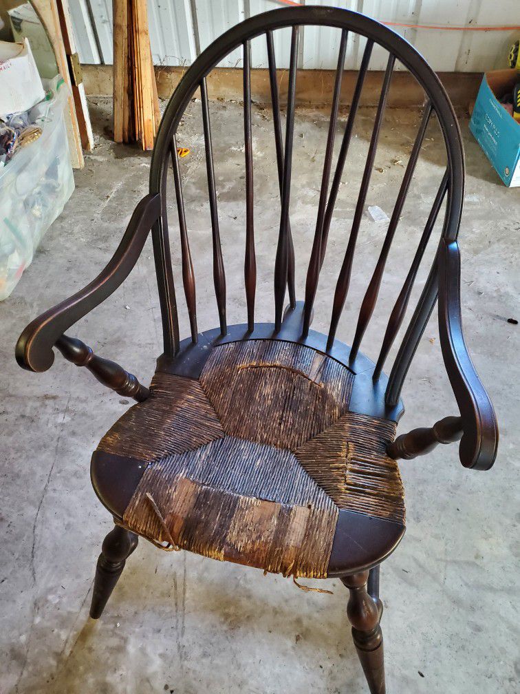 Antique Wood And Wicker Chair