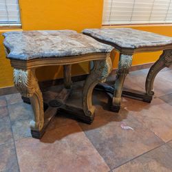 Set Of 2 Granite End Tables