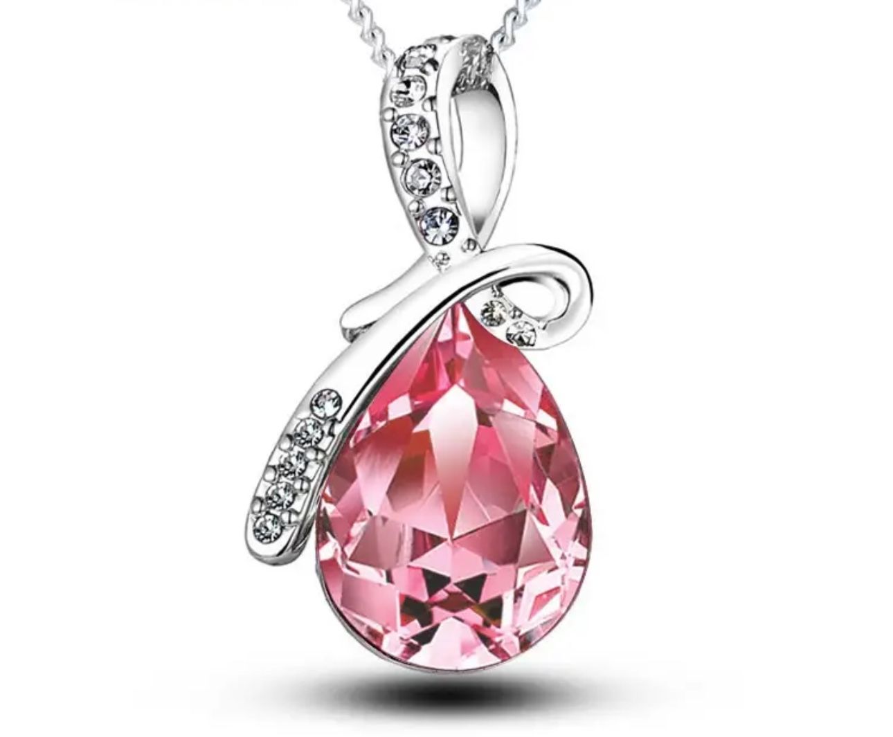 925 Sterling Silver Colorful Cubic Zirconia Waterdrop Pendant Necklace Women Girls,etc