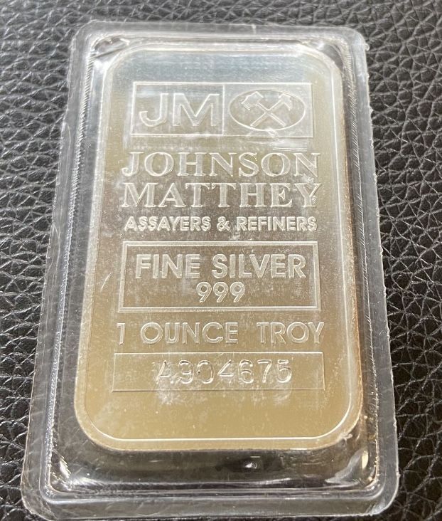 JOHNSON MATTHEY 1 OZ 999 SILVER BAR - Sealed—