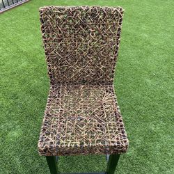 Rattan Dark Brown Wood Counter Stool