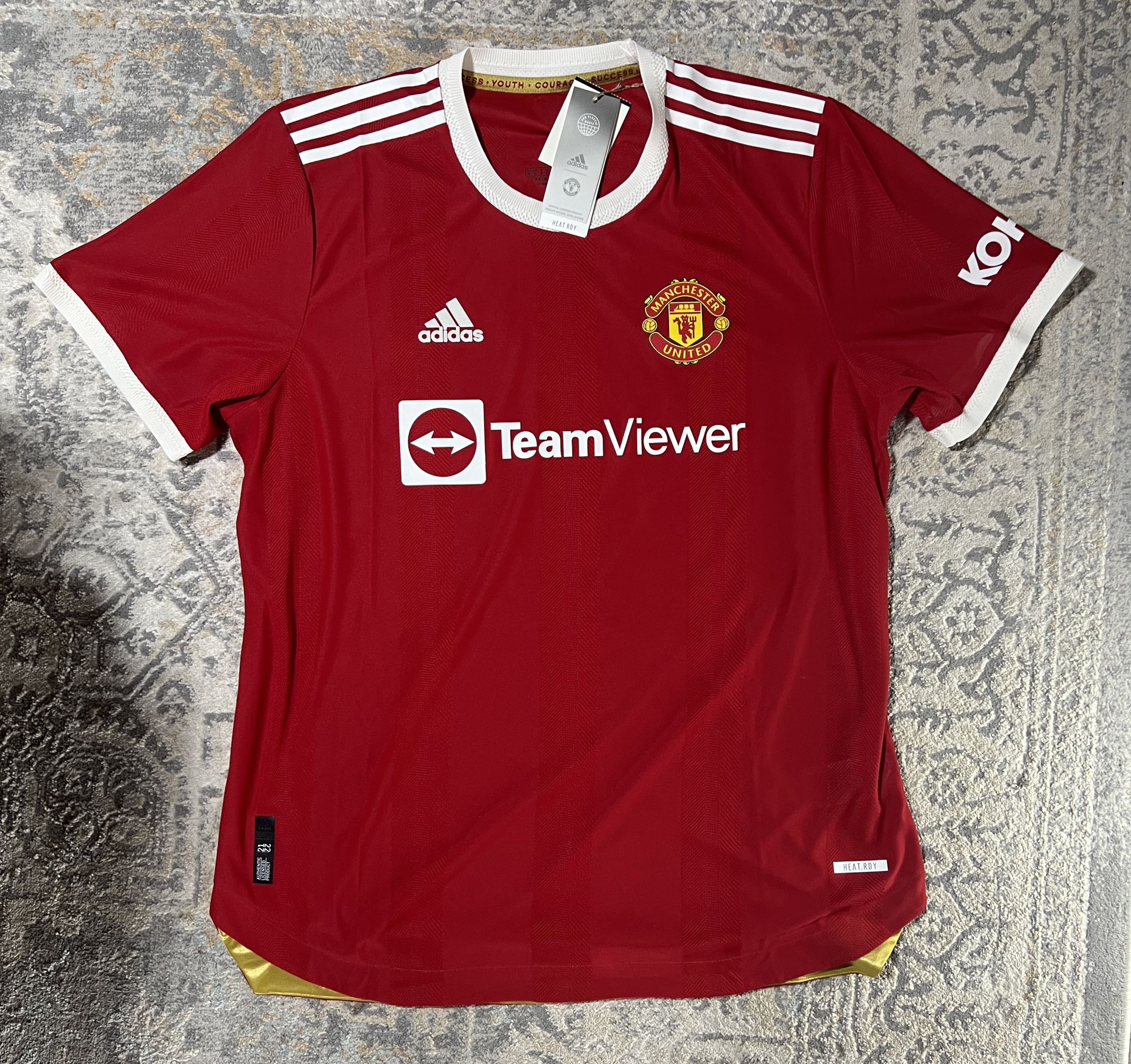 Adidas Manchester United Home Authentic Soccer Jersey 2021/22 Red Size XL $130