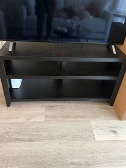 Black TV Stand with Two Shelves