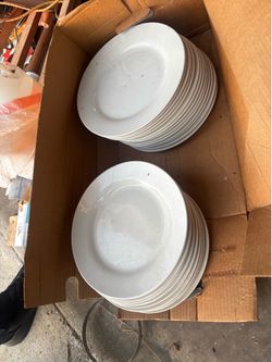 22 large white ceramic plates