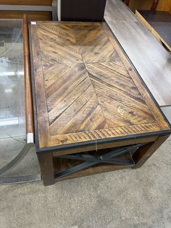 Rustic Wood and Metal Coffee Table