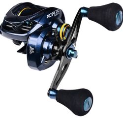 Left Double Handle  Baitcasting Fishing Reels - 500 Size Casting 6.5:1 Gear Ratio Speed Spool Baitcaster Reels - 6+1 BB Carbon Fiber Drag Magnetic Bra