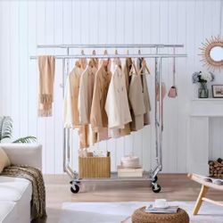 Double Clothing Rack with Wheels 75 in