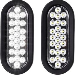 6 Inch Oval White 24 LED Bright Clearance Lights Sealed Side Marker Bulb Tail Reverse Backup Universal Trailer RV Truck Lorry 12v DC (Pack of Brand Ne